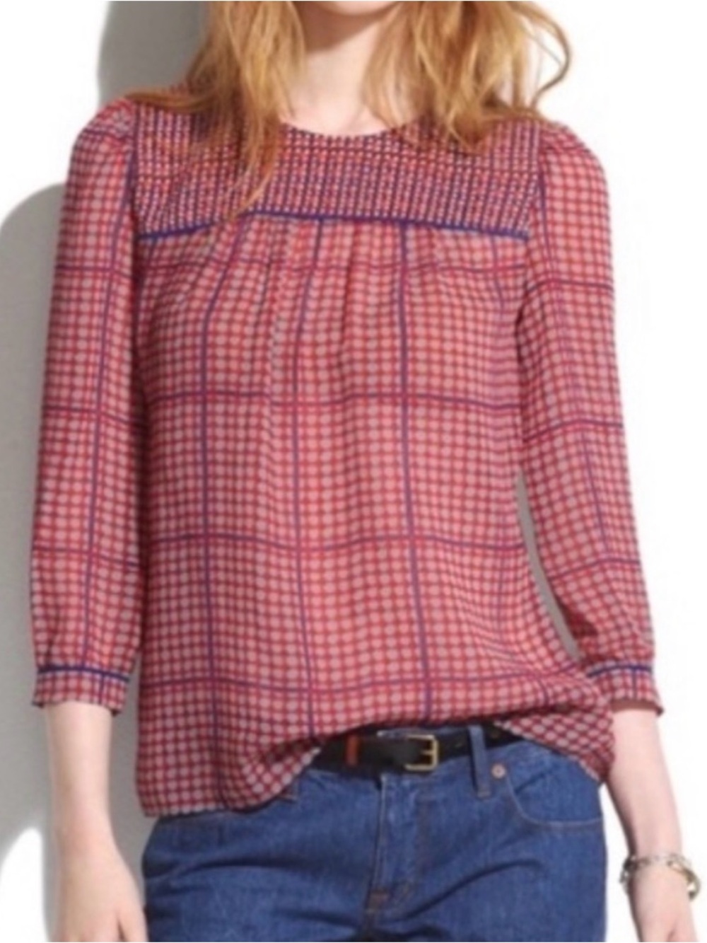 Madewell silk peasant top